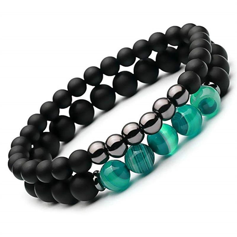 JYL TS Bracelet Matte Striped  Set Vibe Enhances Balance & Grounding Green Striped Agate usc кардинал