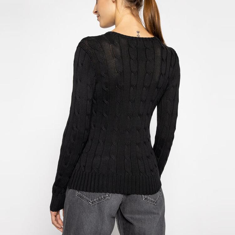 Polo Ralph Lauren FW21 Logo Chunky Knit Crewneck Sweater Women Sweater Black 211580009-046