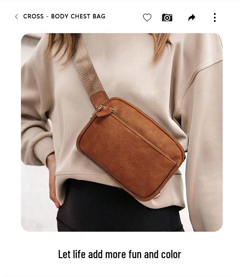 Unisex crossbody ledvinka z PU kůže s nastavitelným popruhem