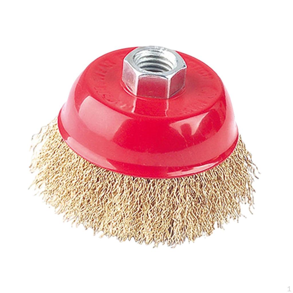 Crimped Wire Brush for Angle Grinding with Threaded Mandrel, Compact, Sturdy, Easy to Install,