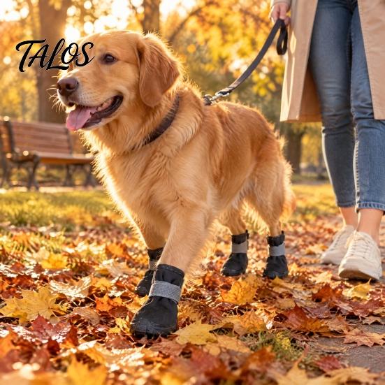 Winter Warm Boots for Outdoor Walking Waterproof Dog Shoes Small Medium and Large Dogs, Non-Slip Oxford Cloth Easy Wear Booties Muddy Paths
