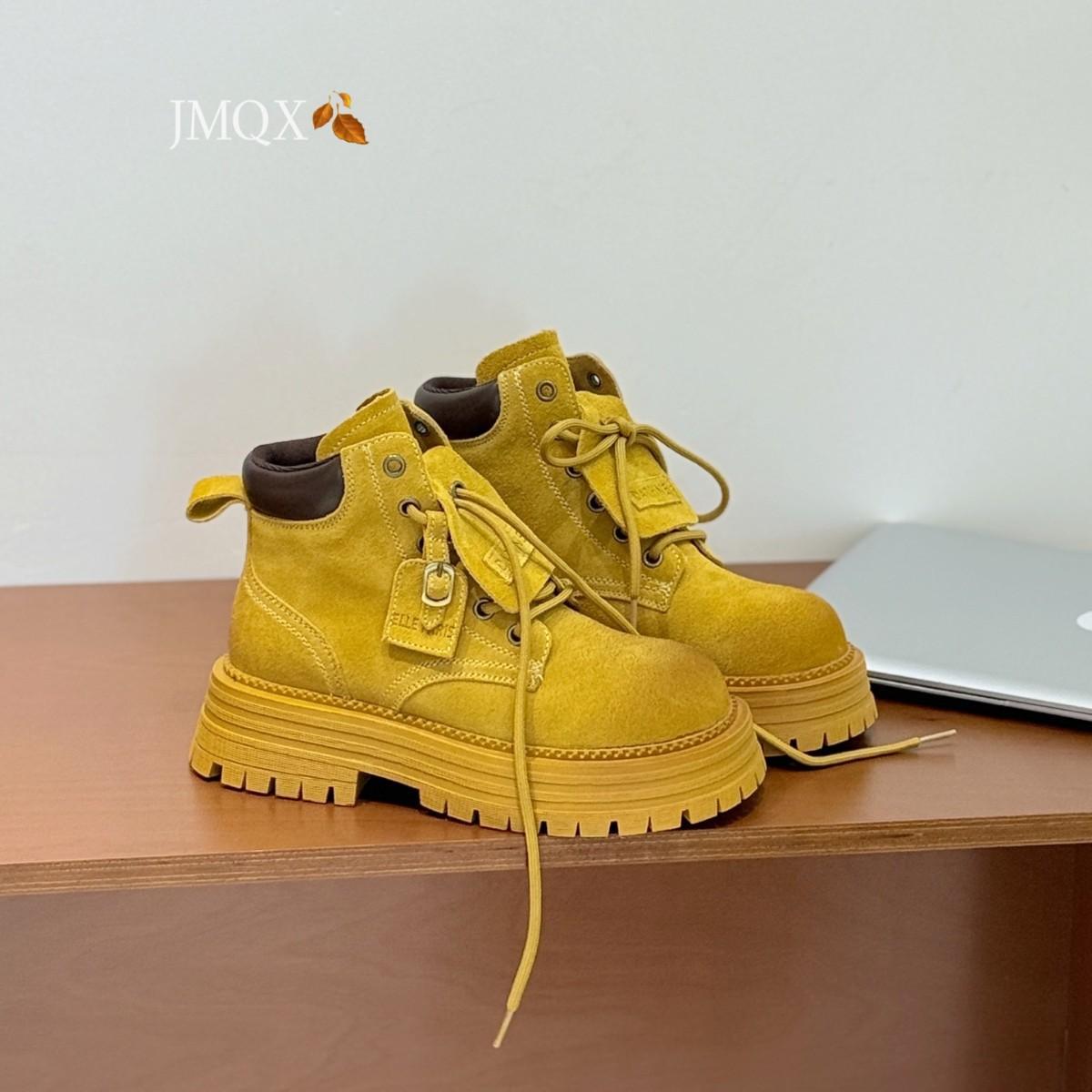 

European matte cowhide stacking boots women s 2025 autumn wear short boots versatile casual fashion retro high-top Martin boots tide 35