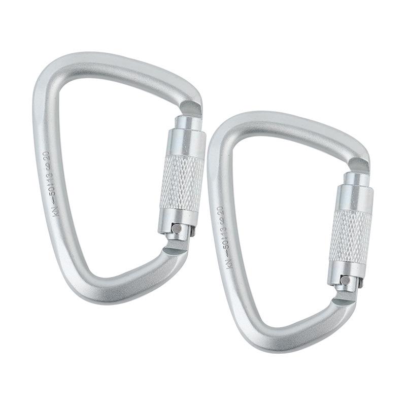 50KN D-Shaped Steel Carabiner for Climbing, Rescue & Fall Protection with Auto Lock D-shaped Screw Steel Cable