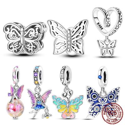 Charms Décoratifs en Cuivre Authentique Éléments Perles Papillon Lumineux Pendant Convient Pour Bracelet Authentique Style Bijoux Femme Création Artisanat