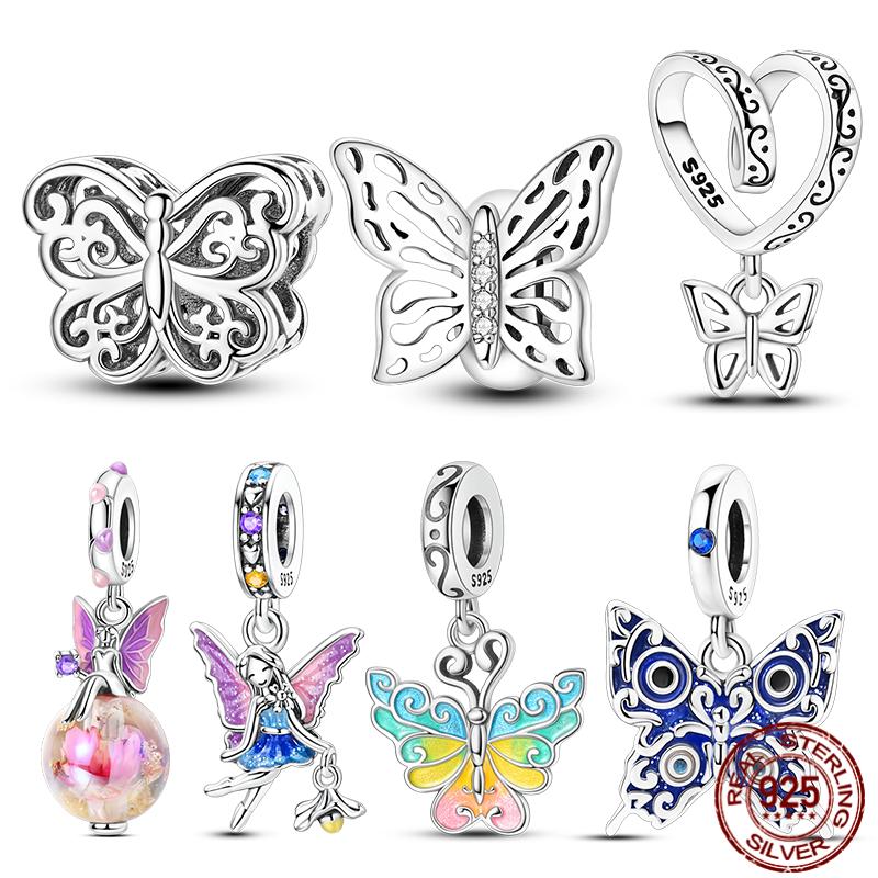 Genuine Copper Decorative Charms Bead Elements Luminous Butterfly Dangle Suitable For Authentic Bracelet Style Women Jewelry Creation Handcraft