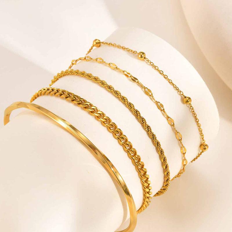 Gold Plated Thin Chain Bracelets for Women Stack, Cuff Bangle Bracelet Waterproof Jewelry Wholesale Dropshipping