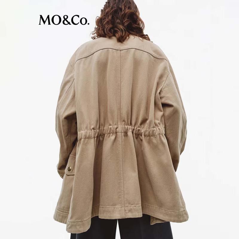 MO&Co. Women's Distressed Safari Waist-Cinching Jacket