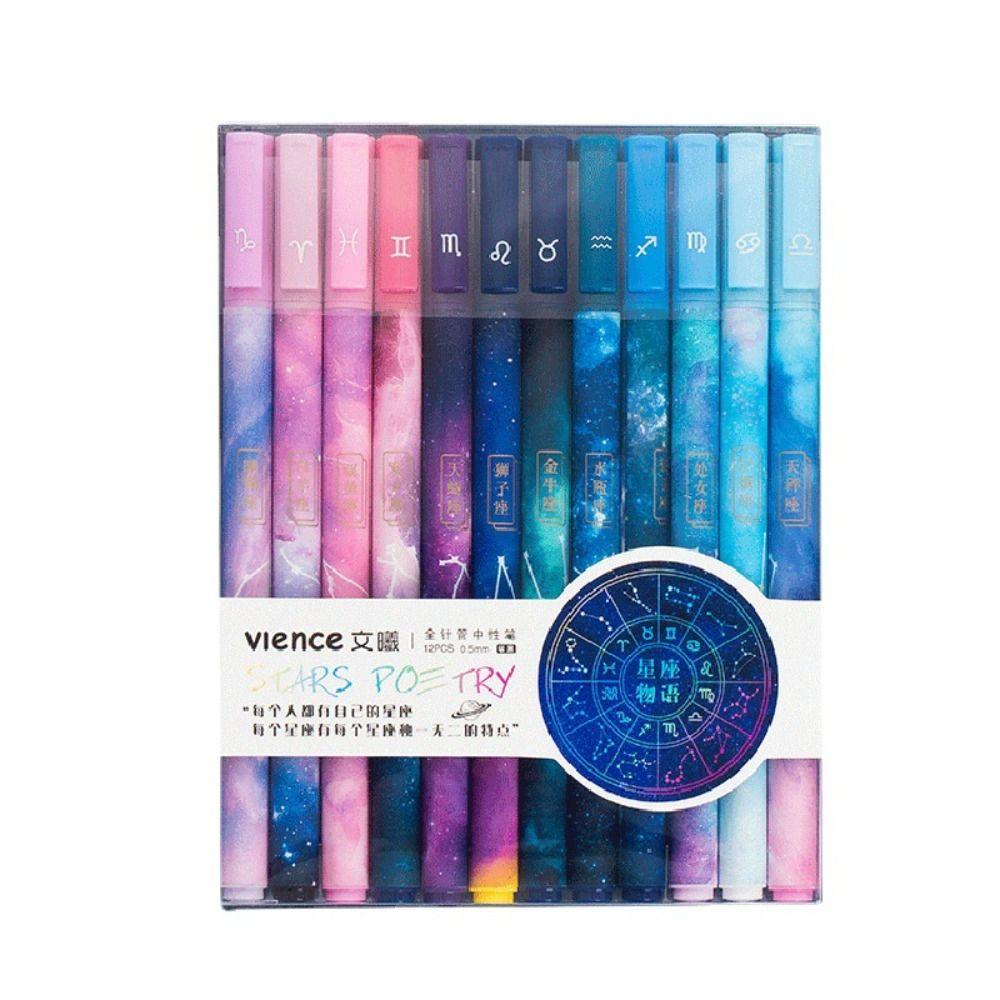 

Starry Universe Starry Black Ink Pen Dreamy Neutral Gel Pen 12pcs/set Ballpoint Pen Student 12pcs/set
