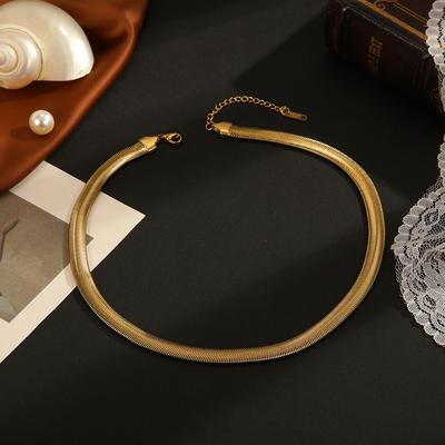 European and American Simple Flat Serpentine Titanium Steel Necklace Female Personality Hip-hop Trend Design Cross Exaggerated Necklace