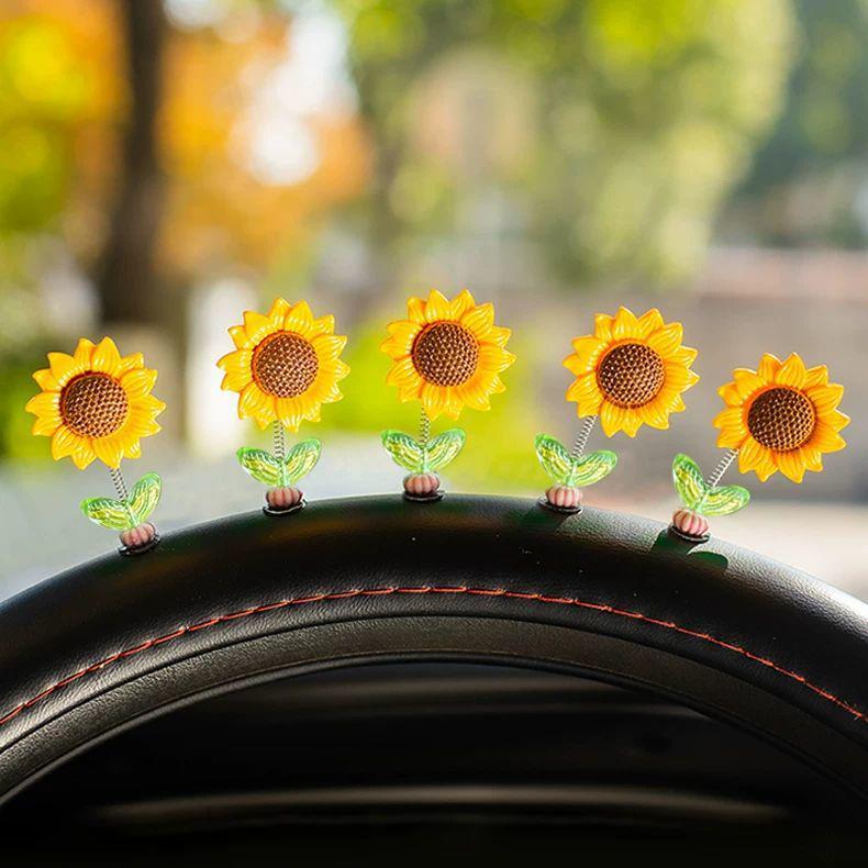 Sonnenblumen Schüttelkopf Ornament: Heilende Blume zur Dekoration des Armaturenbretts oder Rückspiegel im Auto