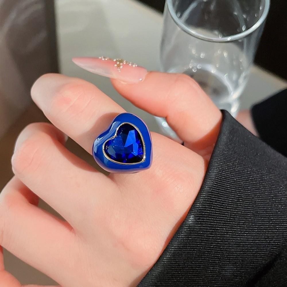 Love Heart Geometric Ring Candy Color Big Dome Plain Ring Jewelry Accessories Opening Ring  Party