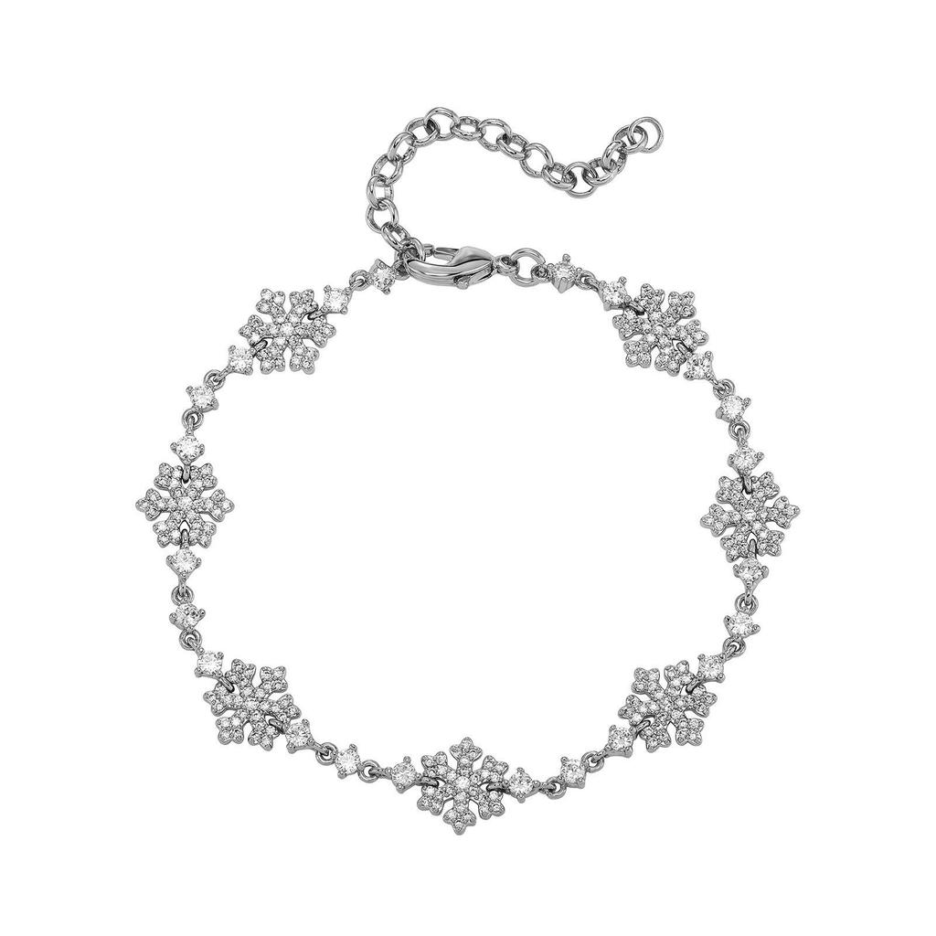High-End Christmas Snowflake Jewelry Set: Full Diamond Necklace & Clavicle Chain with Niche Design Bracelet for Women