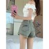 Women's High-Waisted Ripped Denim Shorts, Summer 2026 Slimming American Hong Kong Style