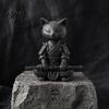 Bay Window Cat Statue 3D Printed Knight Figurine, Meditating Desk Decor with Zen Warrior Pose, Figure for Display Minimalist Frosted Animal Sculpture