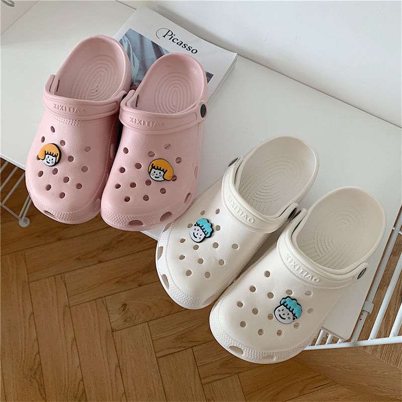 Korean new hole shoes ins cartoon cute couple bag head cool slippers men and women comfortable nurse shoes non-slip
