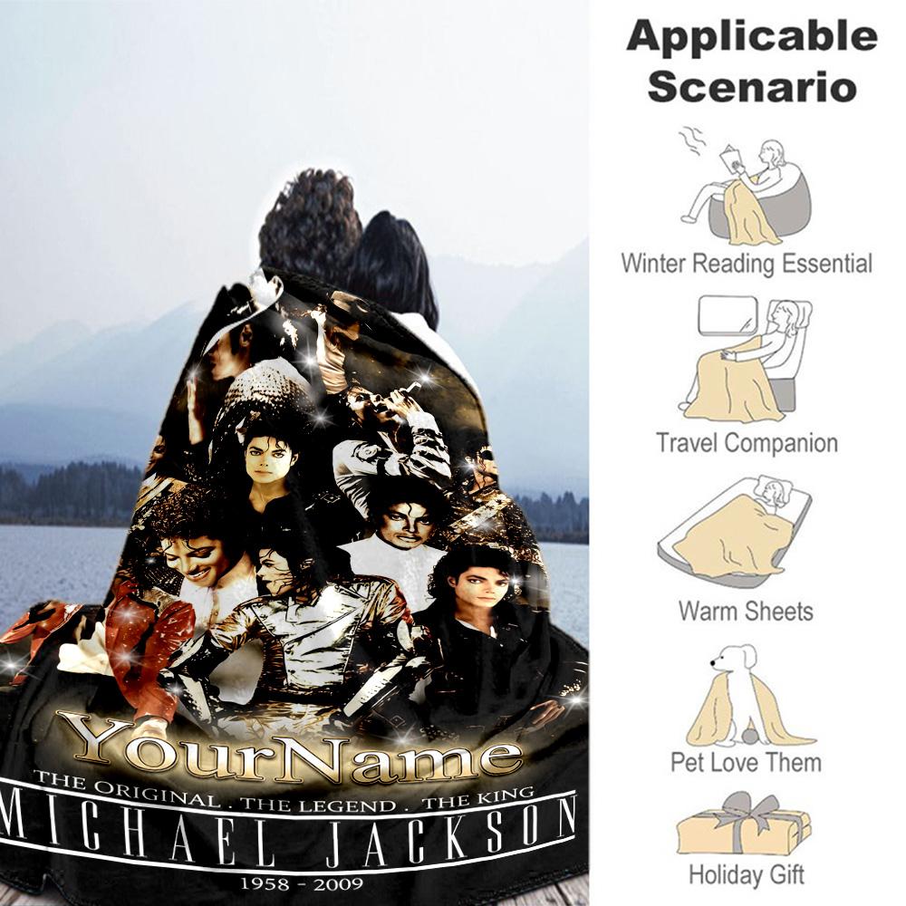 Michael Jackson 59 Customize Your Name Blanket Gift Customizable Blanket Soft Warm Cozy Perfect for Bed Bedding Chair Office Chair for All Occasions