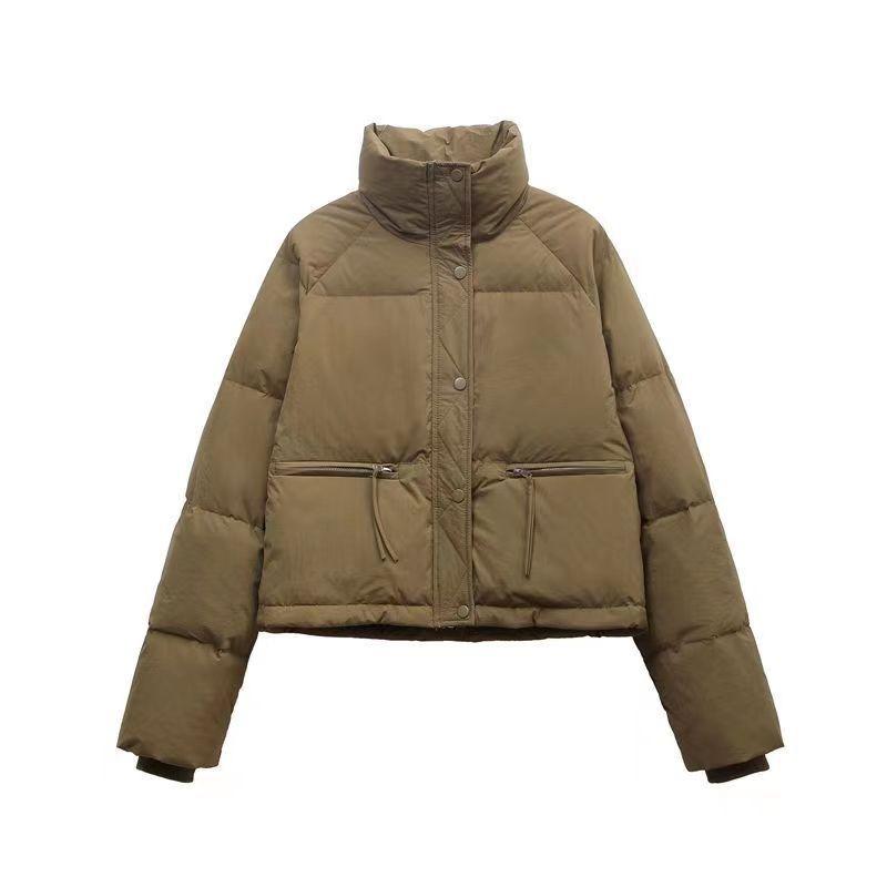 Short stand-up collar small cotton-padded clothes women's simple loose version zipper bread clothes jacket solid color