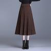 Damen Hoher Bund Gestrickter Falten-Midirock Eleganter A-Linien-Winterrock