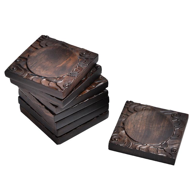 Ebony Solid Wood Tea Coaster Set - Tea Ceremony Accessories for Home or Office