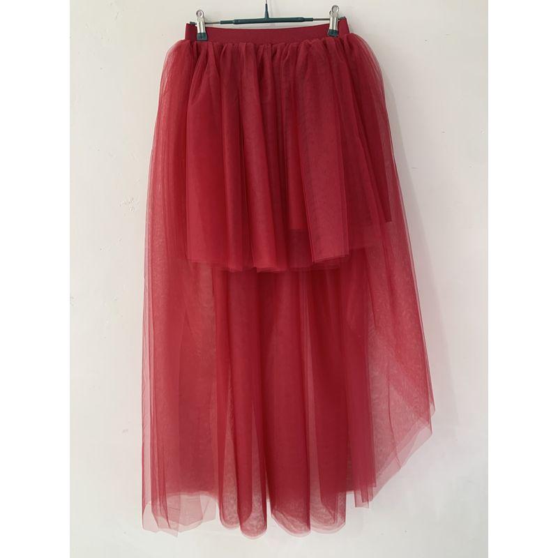 

Short Front and Long Back Fluffy Skirt Solid Short Front and Long Back Puffy Skirt Burgundy XL
