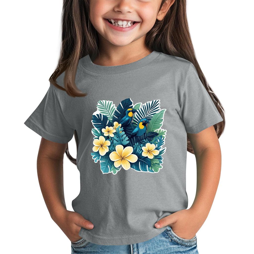 Mote for barn Daglig Trykket Rund hals Kortermet Casual T-skjorte Topp