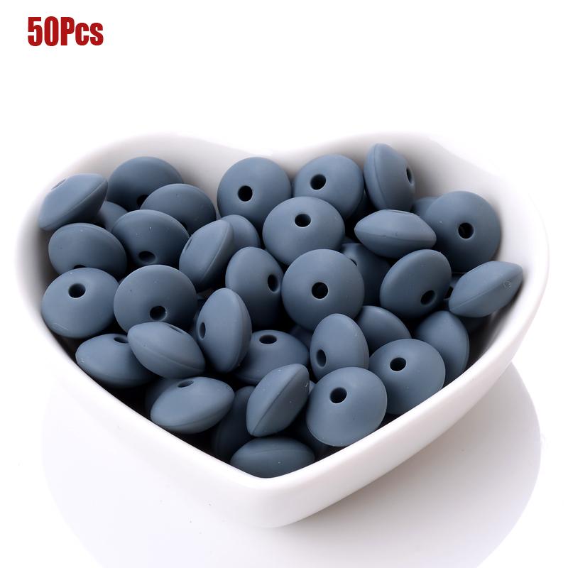 50pcs/lot 12mm Silicone Spacer Beads for DIY Charms Newborn Nursing Accessories Necklace Pacifier Chain Teething Toy BPA Free