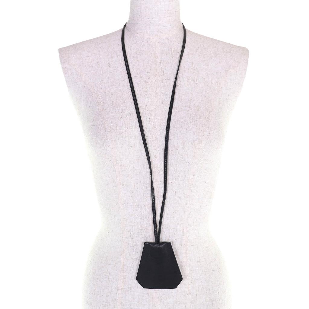 Very Good HERMES Necklace Margiela-era Clochette Necklace black leather Women Used