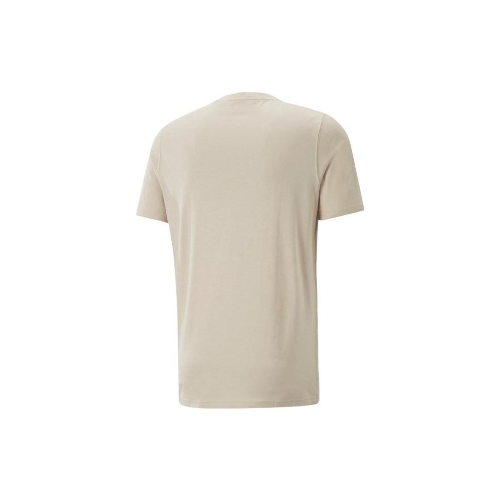 PUMA Round Neck Letter Print Loose Casual T-Shirt Unisex Tops Oatmeal 622572-47