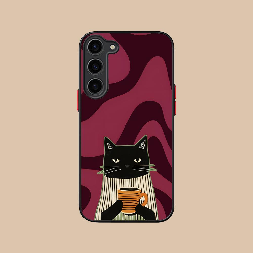 

Cute Coffee Cat Silicone Mobile Phone Case for Samsung Galaxy S26 S25 S24 S23 S22 S21 Plus FE Ultra Colorful Cover Galaxy S26 Plus