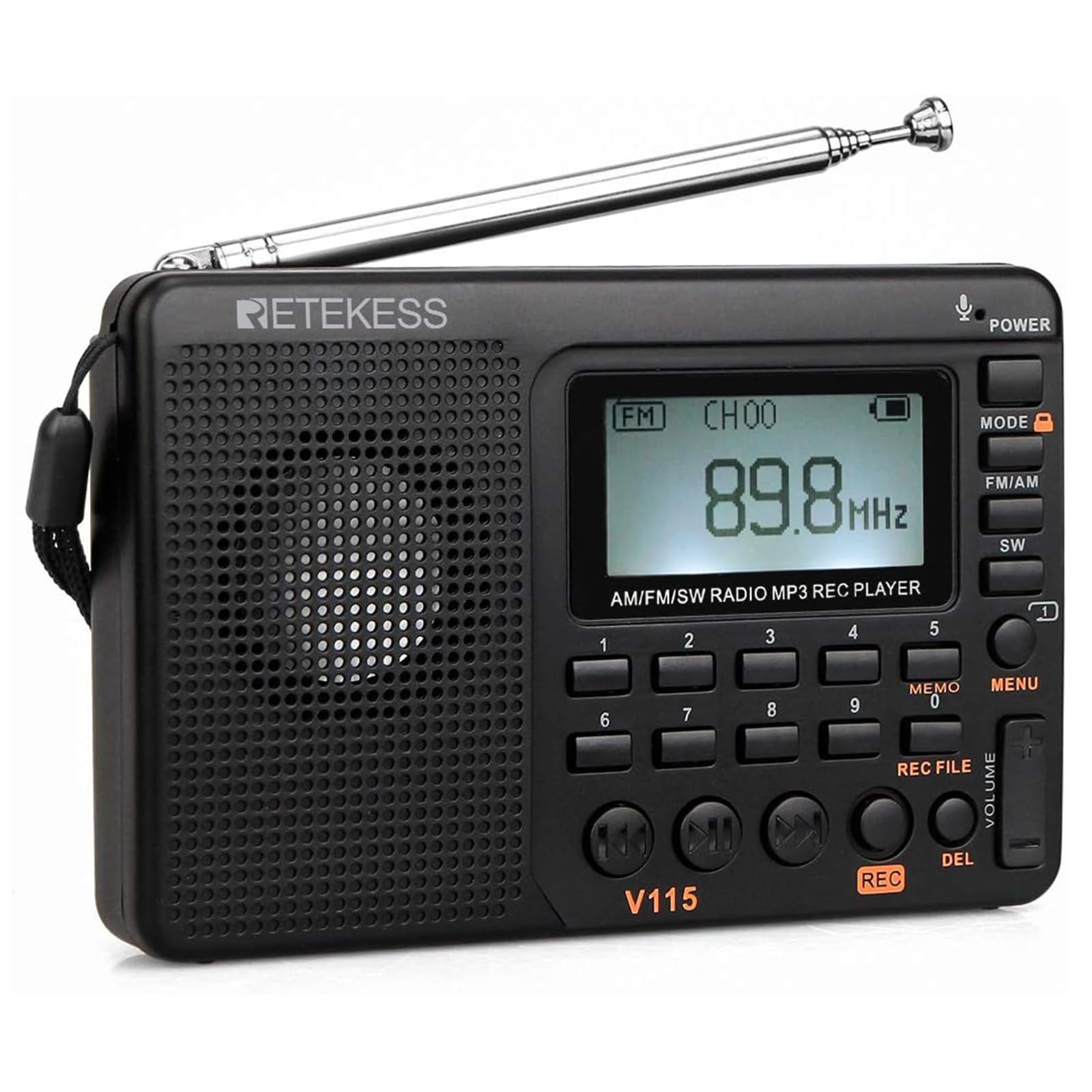 

Retekess V115 Компактний короткохвильовий Micro SD MP3 Японська мова Висока екстрена Сон Запис голосу Подарунок до Дня поваги до літніх людей Подарунок Радіо,