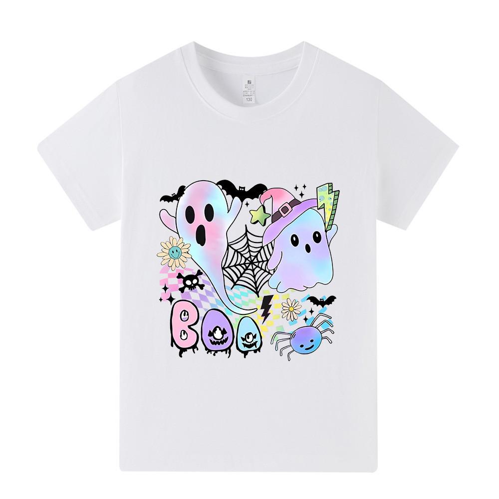 Kids Boys Girls Halloween Bat Ghost Short Sleeves T-shirt
