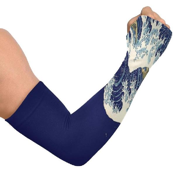 

Рукава для садоводства с цветочным узором и отверстием для большого пальца, защита от ультрафиолетового излучения, фермерские рукава для женщин и мужчин Wave Kanagawa