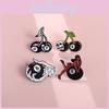 Stylish Black 8 Ball Design Metal Brooch Innovative Cherry Skull Cartoon Character Pin For Trendy Outfits