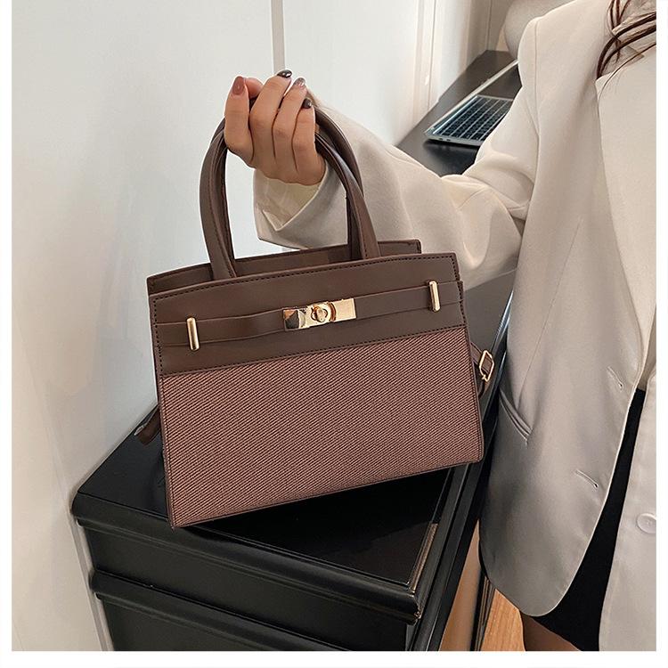 New Women Color Block Handbag Fashion Texture Crossbody Shoulder Commuter Bag CLE