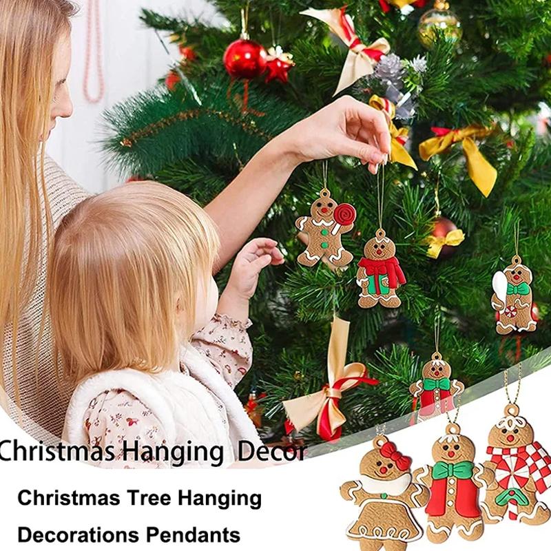 6/11/12PC/Set Christmas Gingerbread Man Decor Xmas Tree Hanging Pendant New Year Party Decor Gift Home Navidad Mini Gingerbread