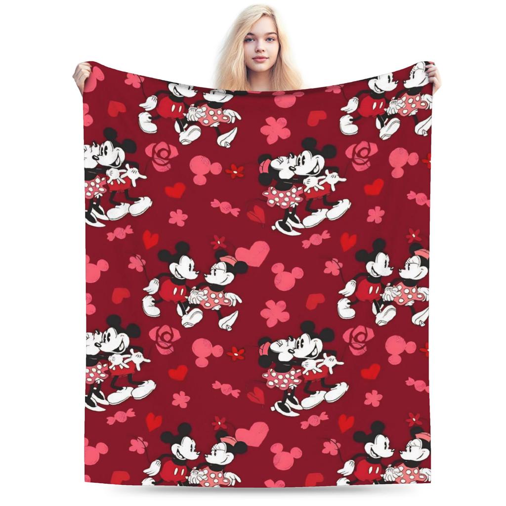 GUOYU Blanket Valentines Day Mickeys And Minnies Throw Blanket for Couch Cozy Plush Blanket Inches Multiple Sizes Bedspread for All Seasons