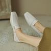 Fashion Women's New Comfortable and Minimalist Square Head Inner and Outer Genuine Leather Cowhide Large Size Flat Sole Single Shoes