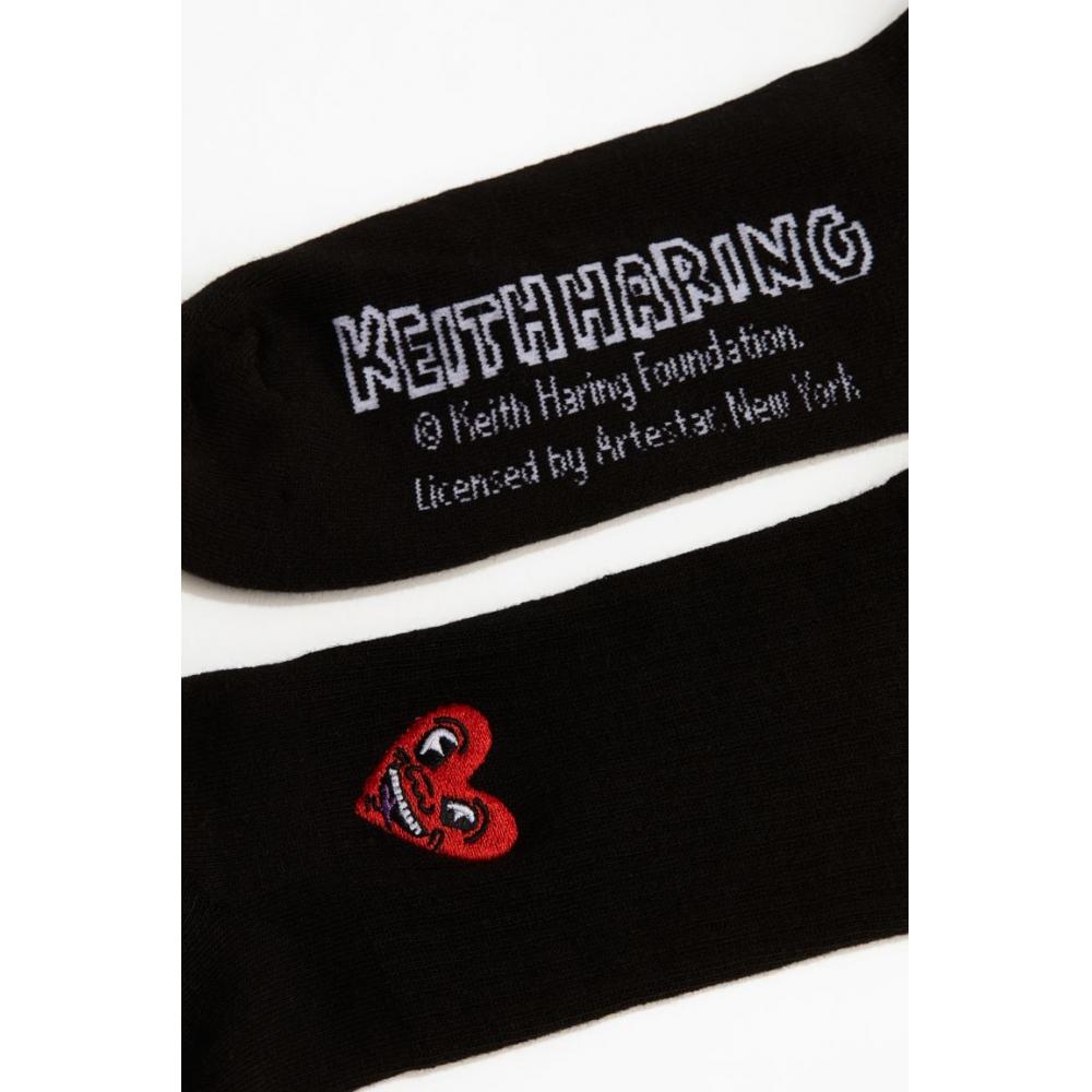 H M Design Socks Black keitH Haring