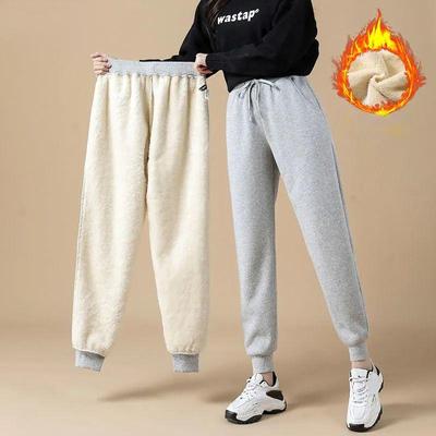 Autumn Winter High Waist Loose Casual Harem Pants Ladies Fashion Simple Sporty Trousers Women Plush Velvet Thick Warm Sweatpants