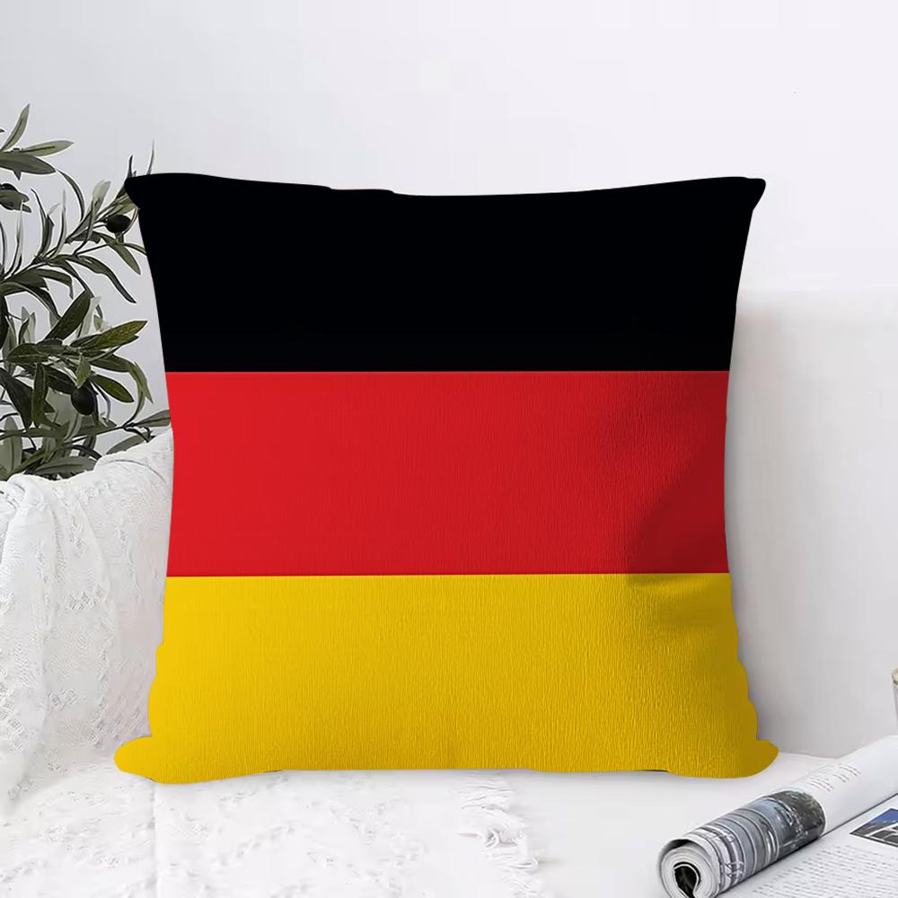 Germany Ger Flag Cushion Cover 1 Piece Short Plush Pillowcase, Soft And Washable, Mostly Used For Sofa, Car