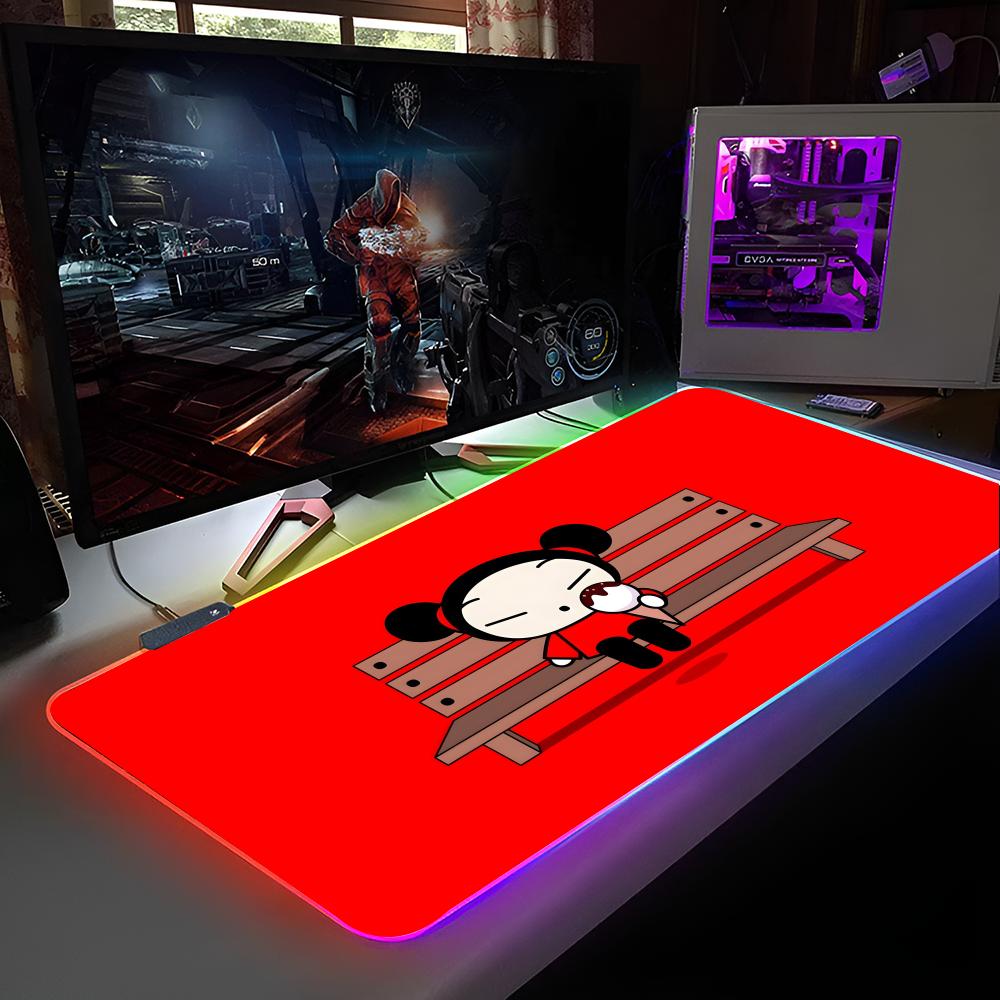 

P-Pucca Anime Mouse Pad RGB Backlit Mouse Pad Laptop Mouse Pad Laptop Gamer Computer Desk Gaming Accessories RGB600x300x3mm