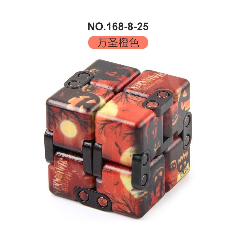 New Strange Decompression Toy Uv Print Infinite Rubik'S Cube Halloween Theme Folding And Flipping Rubik'S Cube Fingertips Rubik'S Cube