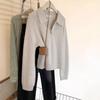 Women's Korean-Style Floral Velvet Knit Polo Sweater, Half-Zip Pullover, Casual Autumn/Winter Fashion.