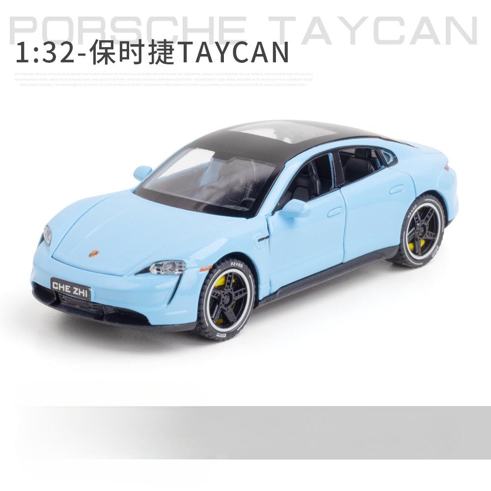 1:32 Porsche Taycan High-Simulation-Automodelle aus Metallguss, Sportwagen mit Sound und Licht, Rückziehmechanismus, Supercar-Geschenke für Kinder