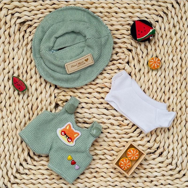 

Модный набор для куклы Лабубу, милая белая рубашка, шляпа, комбинезон с животным, одежда для куклы, аксессуар, подарок для куклы 17 см