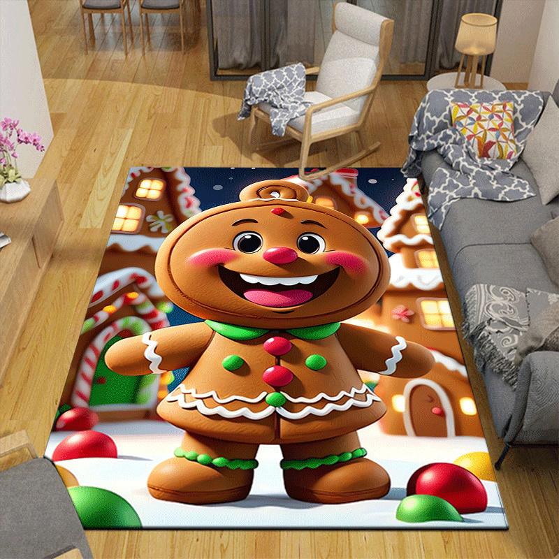 1 Stück Süßer Lebkuchenmann-Druck, Design Teppich für Innenbereiche - Weich, Rutschfest und Langlebig Gaming-Zimmer-Dekoration für Schlafzimmer