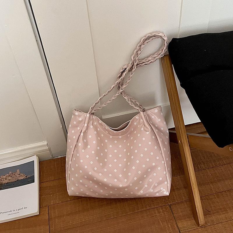 Fashionable Polka Dot Shoulder Bag for Commuting, Large Capacity Bag, Hand-held Tote Bag