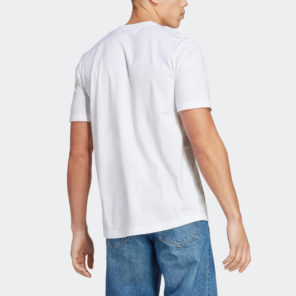 Adidas تي شيرت جرافيك ريال مدريد رياضي ثقافي رقبة مستديرة كم قصير قمم رجالية أبيض HT6463