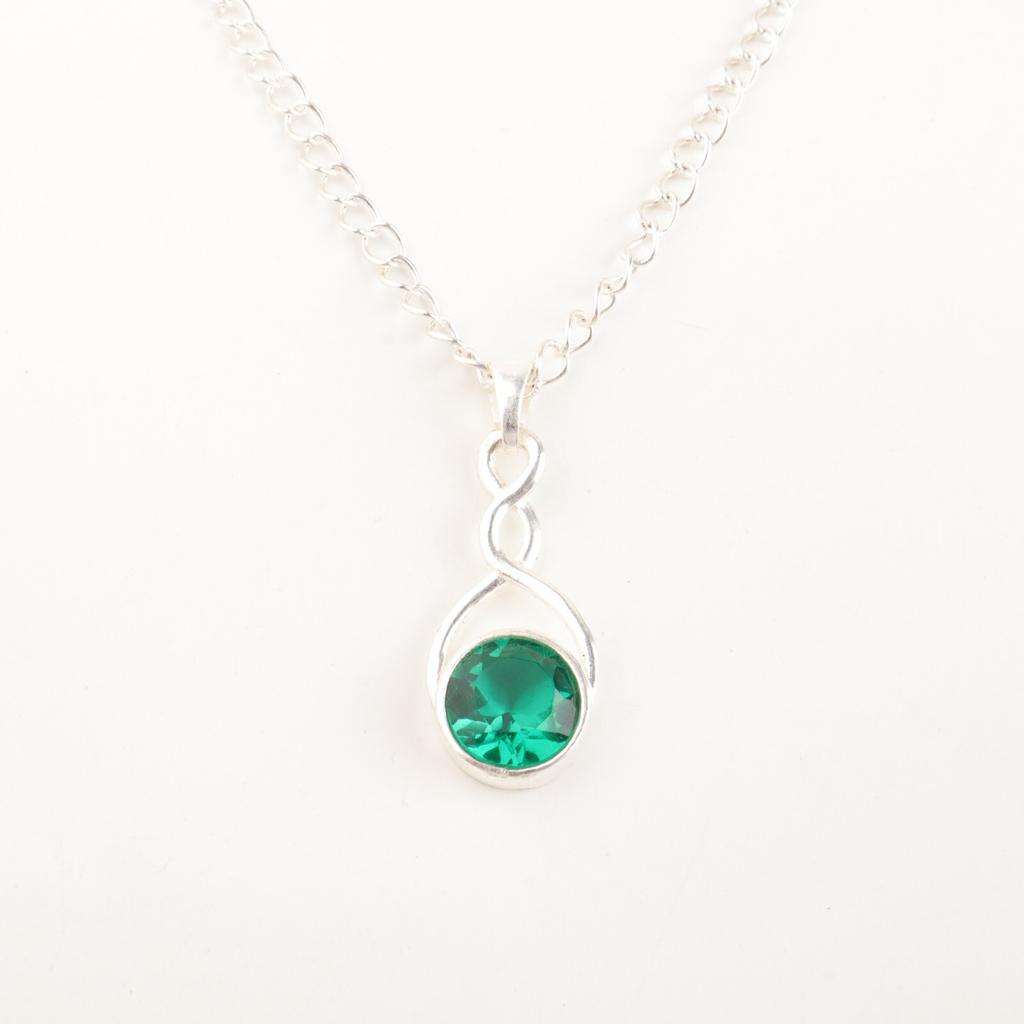 925 Sterling Silver Chrome Diopside Gemstone Pendant May Birthstone Jewelry Gift CP-25-3