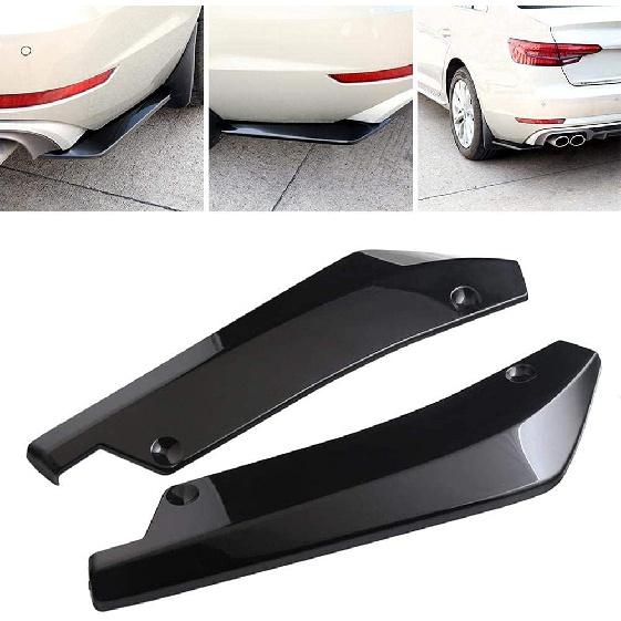 Car Rear Bumper Lip Diffuser, Universal Auto Side Fender Skirt Splitter Canard Protector, Wrap Angle Spoiler with 6 Bolts, 1 Pair (Bright Black)